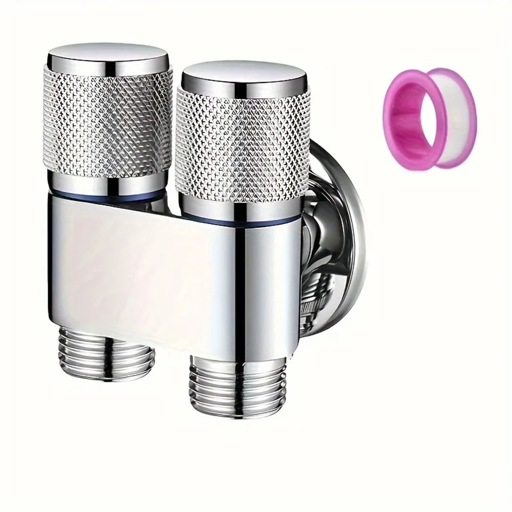 1 Inlet and 2 Outlet Dual Control Handle Stainless Steel Angle Valve, Suitable for Low Floors below 5th Floor