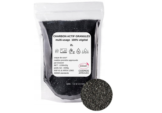 Charbon actif végétal vrac granulés 1kg - Bois Du Four