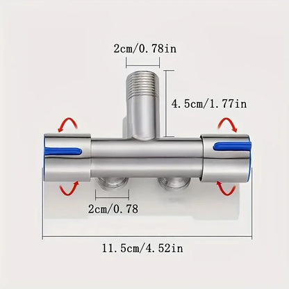 1 Inlet and 2 Outlet Dual Control Handle Stainless Steel Angle Valve, Suitable for Low Floors below 5th Floor