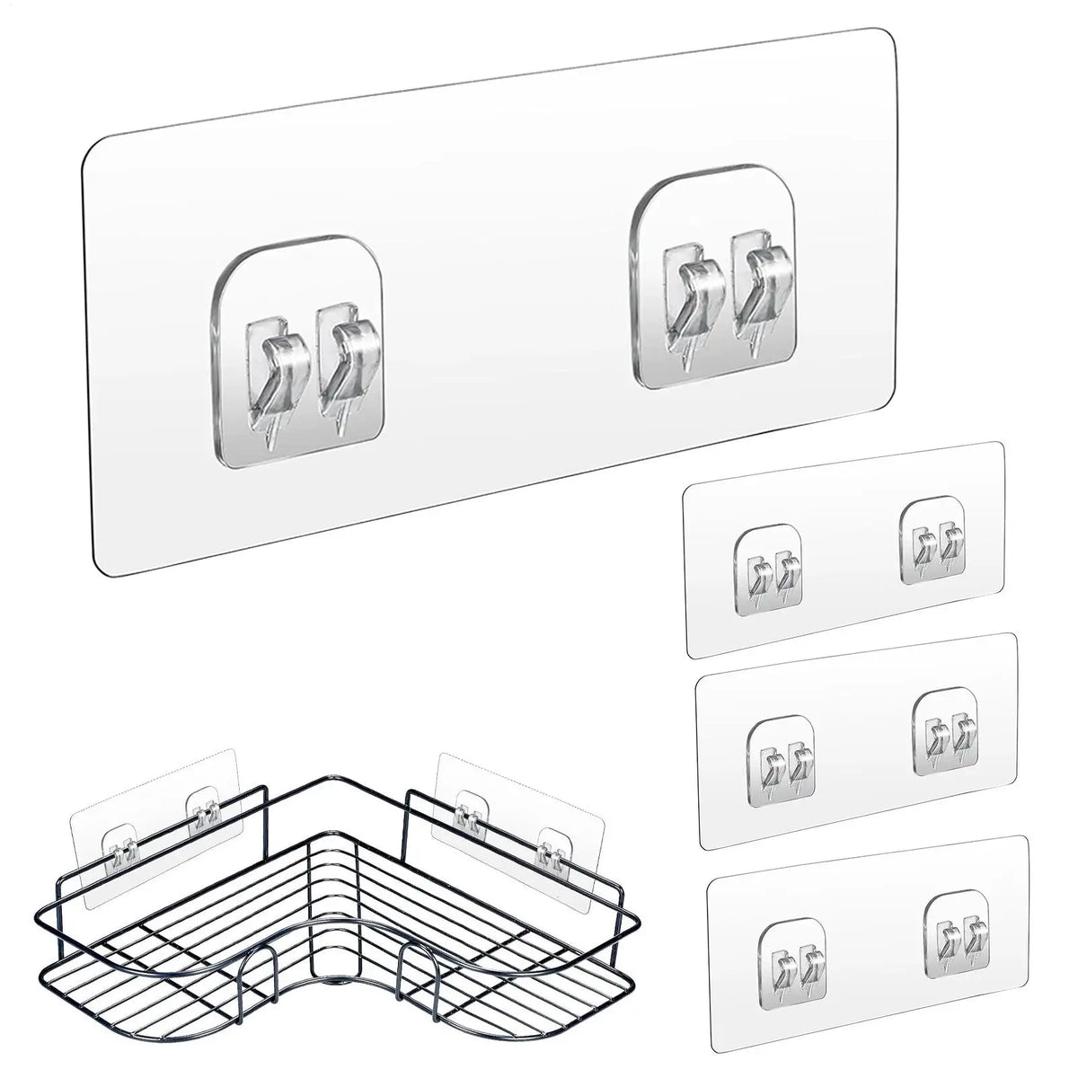 4 Pieces Shower Shelf Adhesive Replacement Bathroom Organizer Sticky Pads for Apartment, House, Bedroom, Tile, RV, Sinks