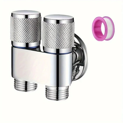 1 Inlet and 2 Outlet Dual Control Handle Stainless Steel Angle Valve, Suitable for Low Floors below 5th Floor