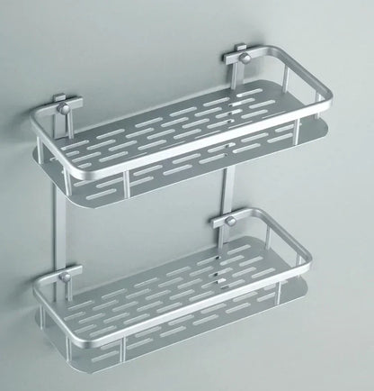 Bathroom Shelf Organizer 30CM Shower Storage Rack Gray Wall Mounted Space Aluminum Toilet Shampoo Holder Shelves Accessories