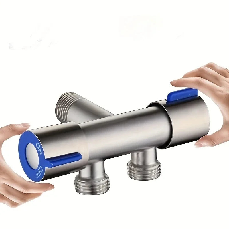 1 Inlet and 2 Outlet Dual Control Handle Stainless Steel Angle Valve, Suitable for Low Floors below 5th Floor