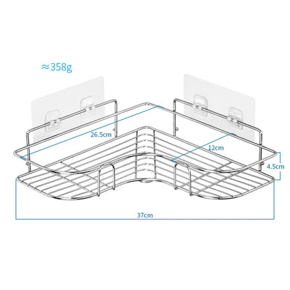 Stainless Steel Triangular Holder Shelf Wall Mounted Adhesive Shampoo Shower Storage Rack Kitchen Bathroom Organizer