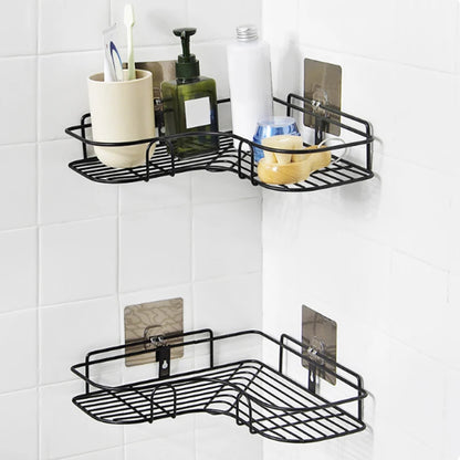 Stainless Steel Triangular Holder Shelf Wall Mounted Adhesive Shampoo Shower Storage Rack Kitchen Bathroom Organizer