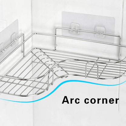 Stainless Steel Triangular Holder Shelf Wall Mounted Adhesive Shampoo Shower Storage Rack Kitchen Bathroom Organizer